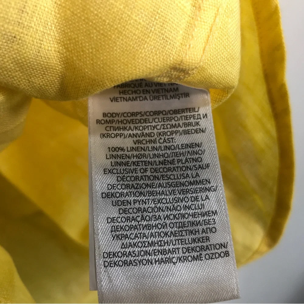 Ralph Lauren Linen Log Sleeve Button Up Shirt, Boy's Size XL 18/20 - Yellow
